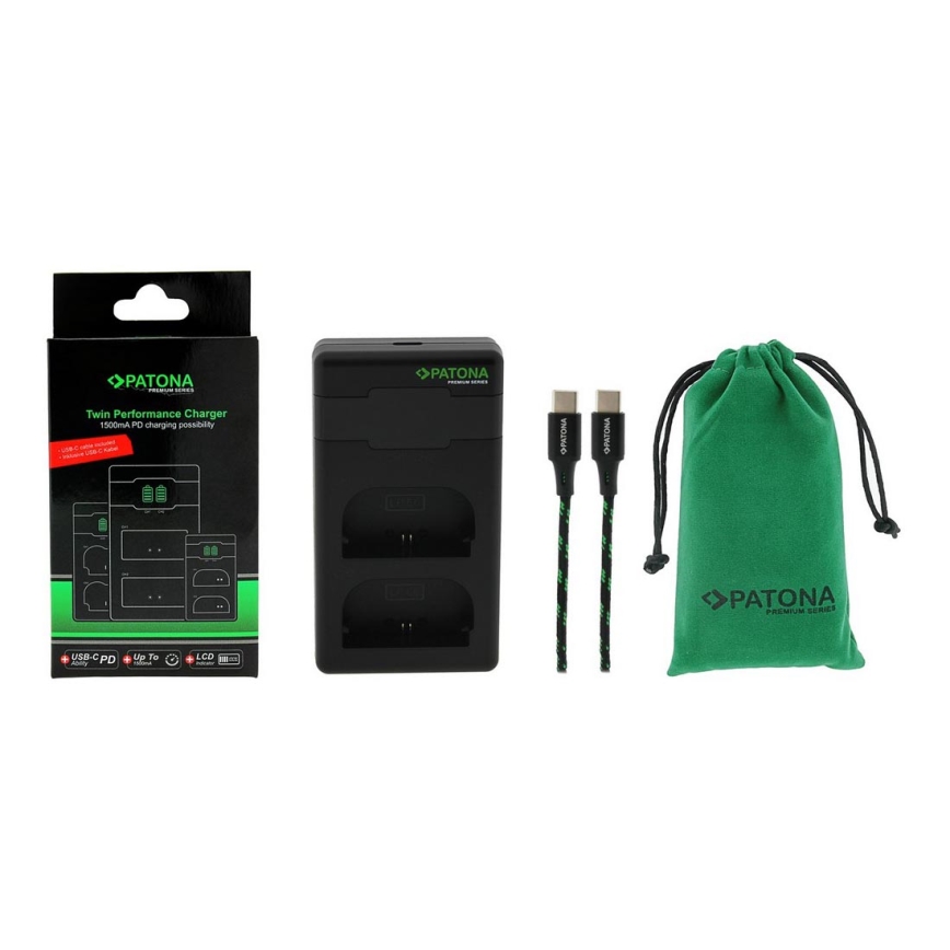 PATONA - Rychlonabíječka Dual Canon LP-E6 + kabel USB-C 0,6m