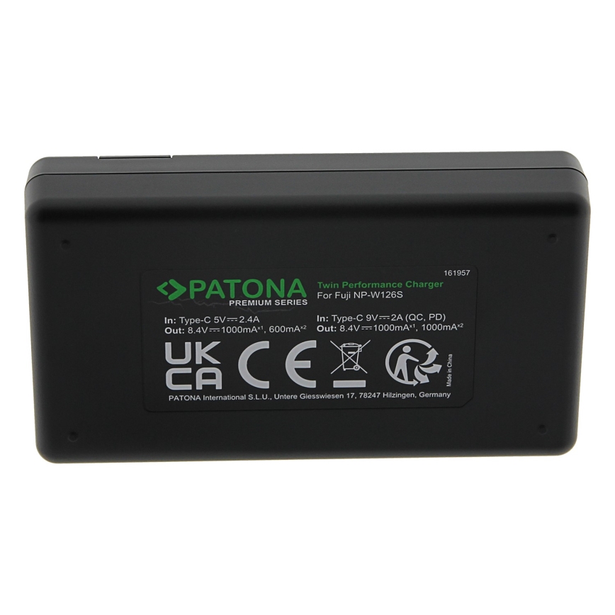 PATONA - Rychlonabíječka Dual Fuji NP-W126 + kabel USB-C 0,6m