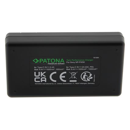 PATONA - Rychlonabíječka Dual Sony NP-FW50 + kabel USB-C 0,6m