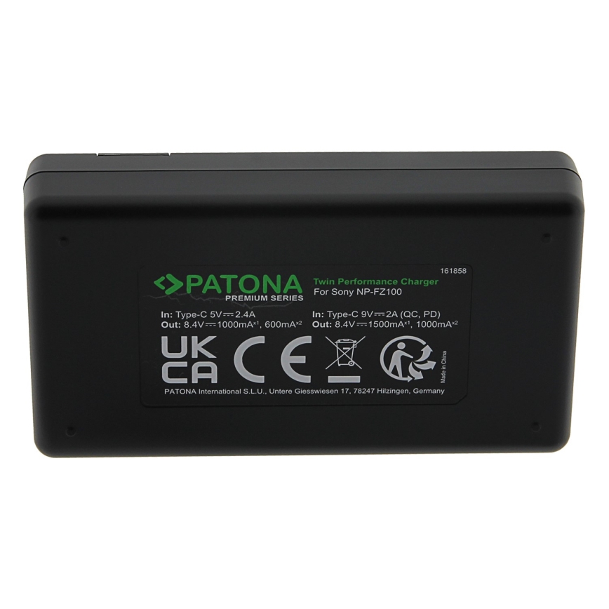 PATONA - Rychlonabíječka Dual Sony NP-FZ100 +kabel USB-C 0,6m
