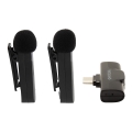 PATONA - SADA 2x Bezdrátový mikrofon s klipem pro Smartphone USB-C 5V 50 mAh