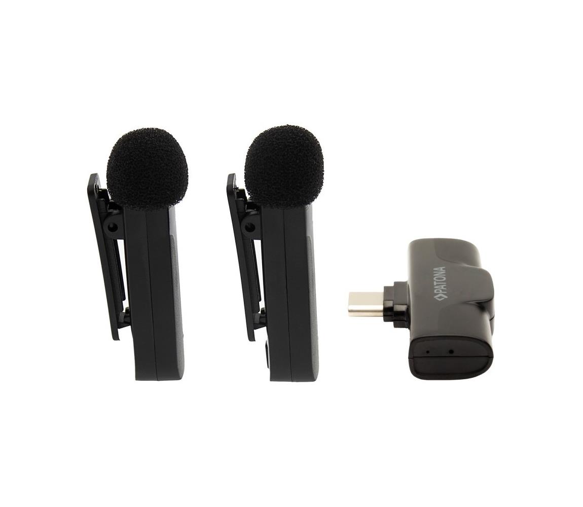 PATONA PATONA - SADA 2x Bezdrátový mikrofon s klipem pro Smartphone USB-C 5V IM1297