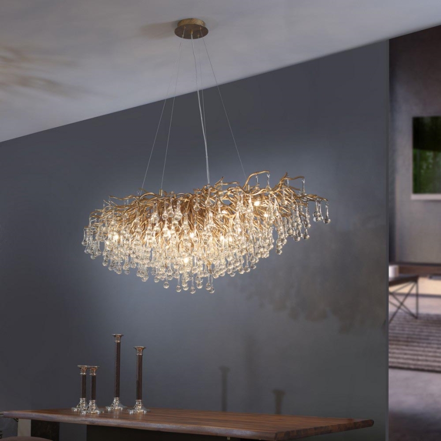 Paul Neuhaus 2031-11 - Lustr na lanku ICICLE 15xG9/40W/230V 75x150 cm mosaz