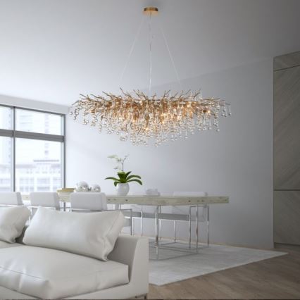 Paul Neuhaus 2031-11 - Lustr na lanku ICICLE 15xG9/40W/230V 75x150 cm mosaz