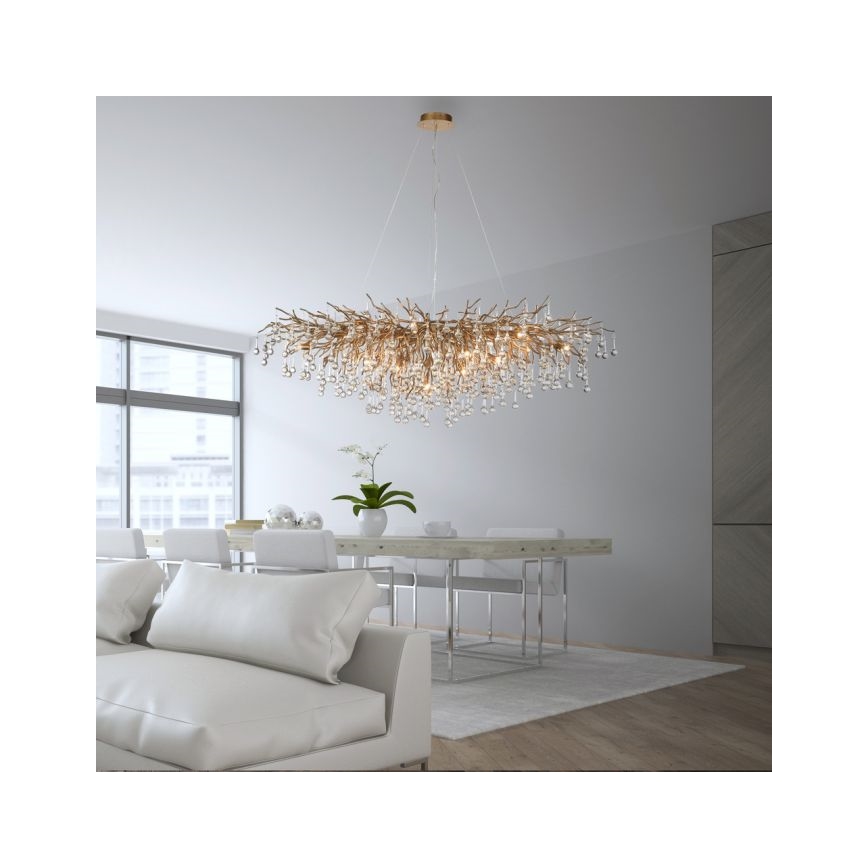 Paul Neuhaus 2031-11 - Lustr na lanku ICICLE 15xG9/40W/230V 75x150 cm mosaz