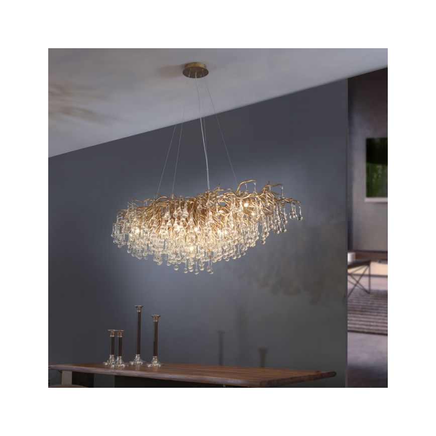 Paul Neuhaus 2031-11 - Lustr na lanku ICICLE 15xG9/40W/230V 75x150 cm mosaz