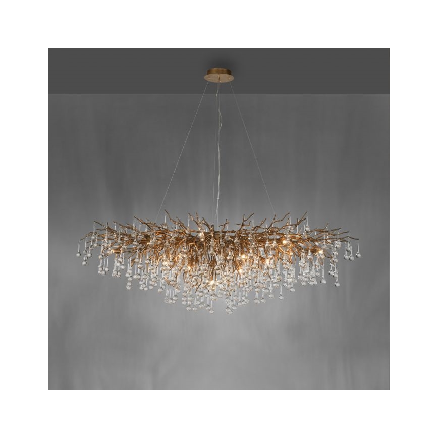 Paul Neuhaus 2031-11 - Lustr na lanku ICICLE 15xG9/40W/230V 75x150 cm mosaz