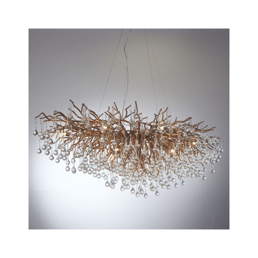 Paul Neuhaus 2031-11 - Lustr na lanku ICICLE 15xG9/40W/230V 75x150 cm mosaz