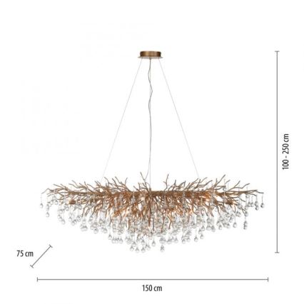 Paul Neuhaus 2031-11 - Lustr na lanku ICICLE 15xG9/40W/230V 75x150 cm mosaz