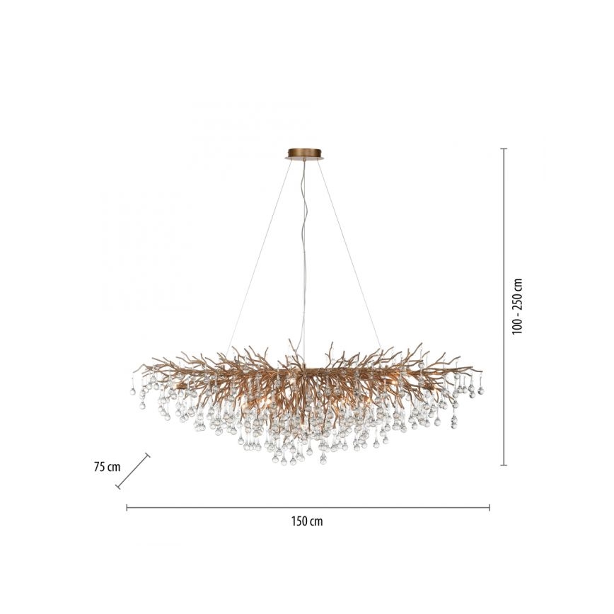 Paul Neuhaus 2031-11 - Lustr na lanku ICICLE 15xG9/40W/230V 75x150 cm mosaz