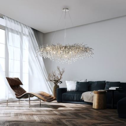 Paul Neuhaus 2031-55 - Lustr na lanku ICICLE 15xG9/40W/230V 75x150 cm lesklý chrom