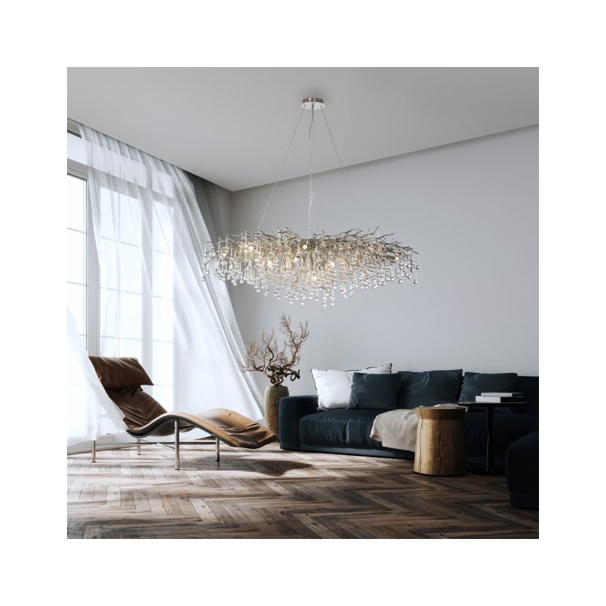 Paul Neuhaus 2031-55 - Lustr na lanku ICICLE 15xG9/40W/230V 75x150 cm lesklý chrom