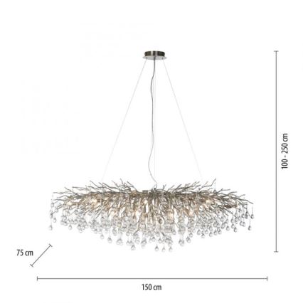 Paul Neuhaus 2031-55 - Lustr na lanku ICICLE 15xG9/40W/230V 75x150 cm lesklý chrom
