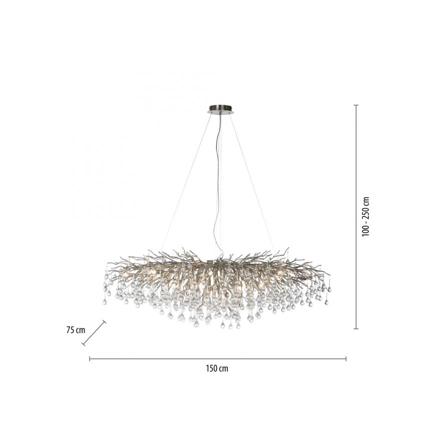 Paul Neuhaus 2031-55 - Lustr na lanku ICICLE 15xG9/40W/230V 75x150 cm lesklý chrom