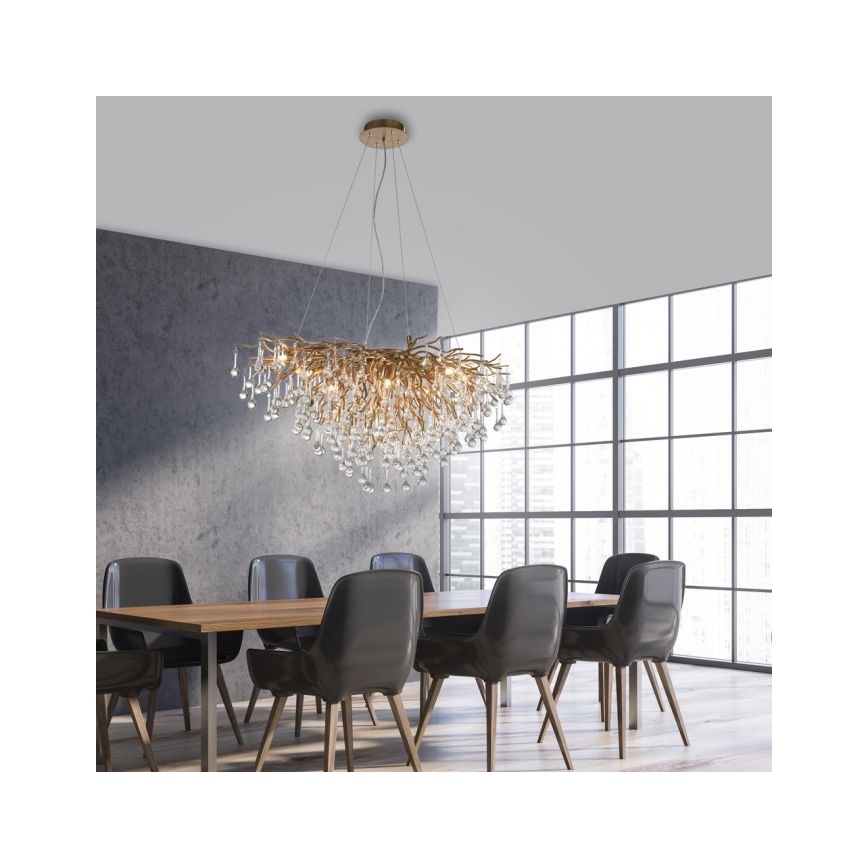 Paul Neuhaus 2192-11 - Lustr na lanku ICICLE 10xG9/40W/230V 50x100 cm mosaz