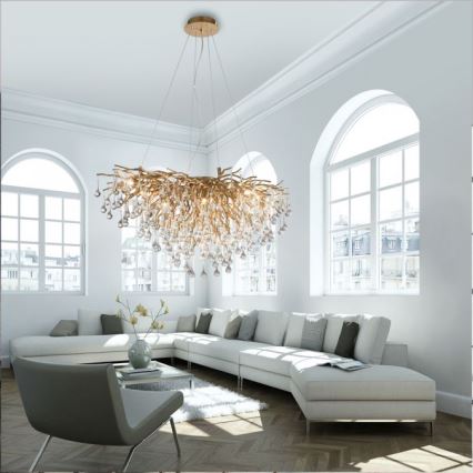 Paul Neuhaus 2192-11 - Lustr na lanku ICICLE 10xG9/40W/230V 50x100 cm mosaz