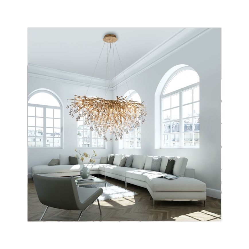 Paul Neuhaus 2192-11 - Lustr na lanku ICICLE 10xG9/40W/230V 50x100 cm mosaz