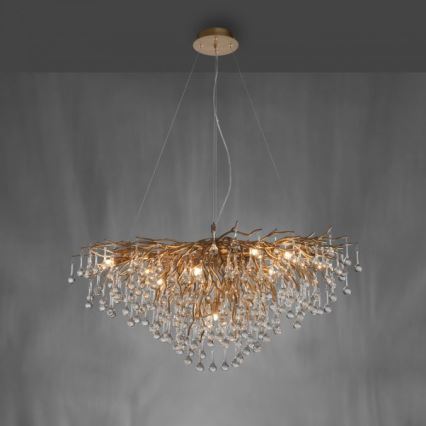 Paul Neuhaus 2192-11 - Lustr na lanku ICICLE 10xG9/40W/230V 50x100 cm mosaz
