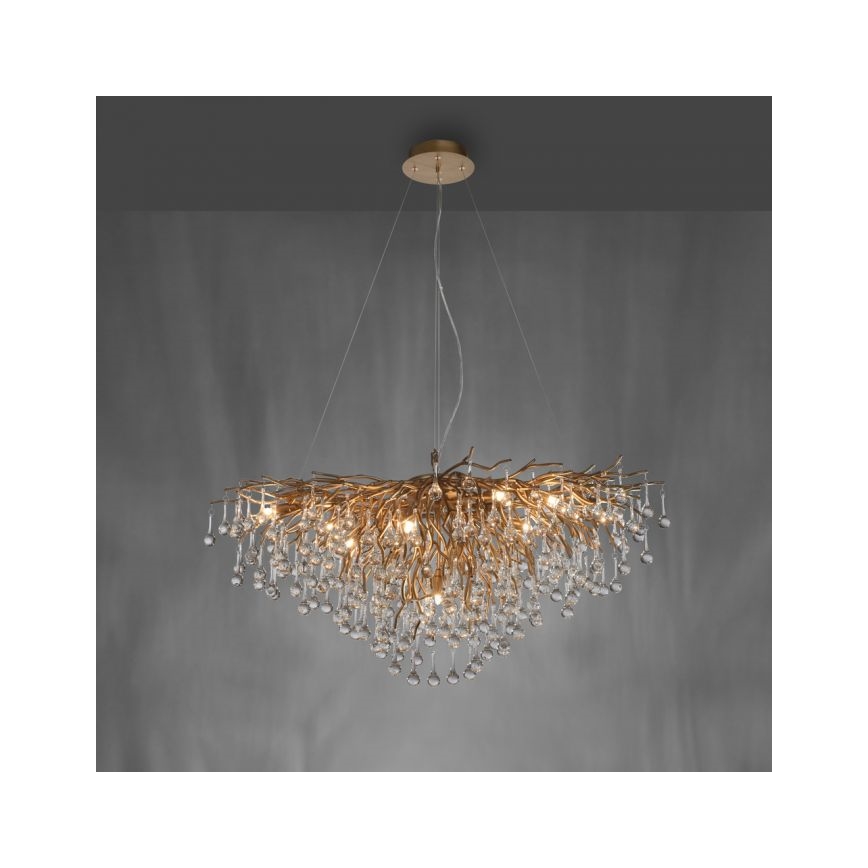 Paul Neuhaus 2192-11 - Lustr na lanku ICICLE 10xG9/40W/230V 50x100 cm mosaz