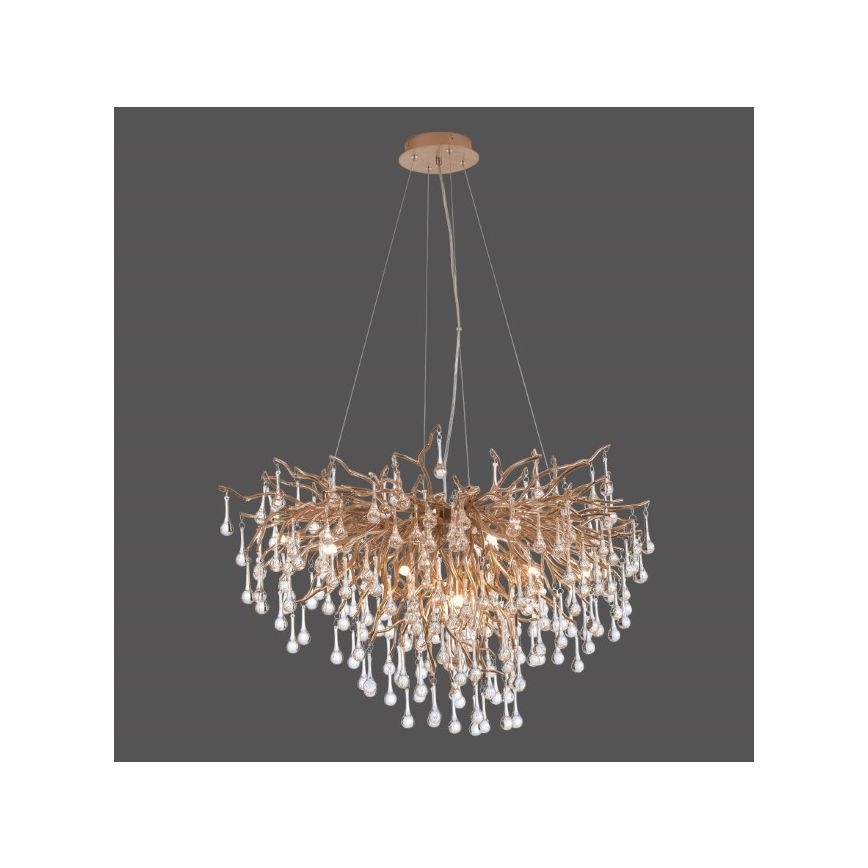 Paul Neuhaus 2192-11 - Lustr na lanku ICICLE 10xG9/40W/230V 50x100 cm mosaz