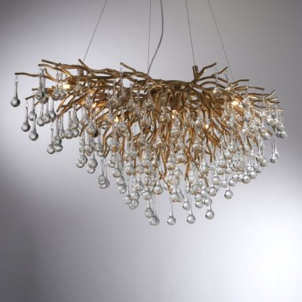 Paul Neuhaus 2192-11 - Lustr na lanku ICICLE 10xG9/40W/230V 50x100 cm mosaz