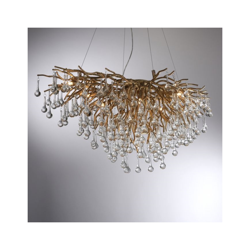 Paul Neuhaus 2192-11 - Lustr na lanku ICICLE 10xG9/40W/230V 50x100 cm mosaz