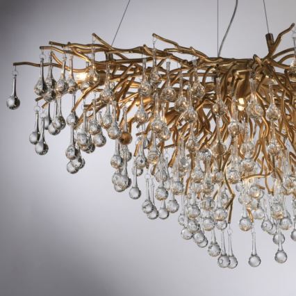Paul Neuhaus 2192-11 - Lustr na lanku ICICLE 10xG9/40W/230V 50x100 cm mosaz