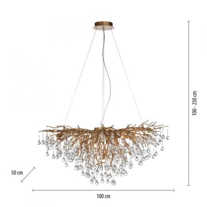 Paul Neuhaus 2192-11 - Lustr na lanku ICICLE 10xG9/40W/230V 50x100 cm mosaz
