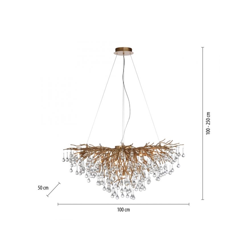 Paul Neuhaus 2192-11 - Lustr na lanku ICICLE 10xG9/40W/230V 50x100 cm mosaz