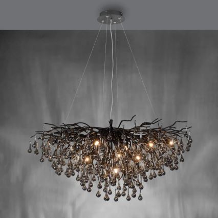 Paul Neuhaus 2192-18 - Lustr na lanku ICICLE 10xG9/40W/230V 50x100 cm černá