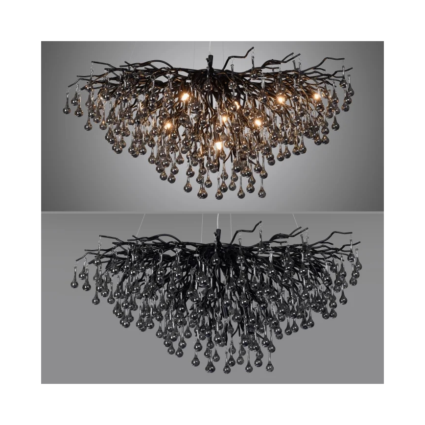 Paul Neuhaus 2192-18 - Lustr na lanku ICICLE 10xG9/40W/230V 50x100 cm černá