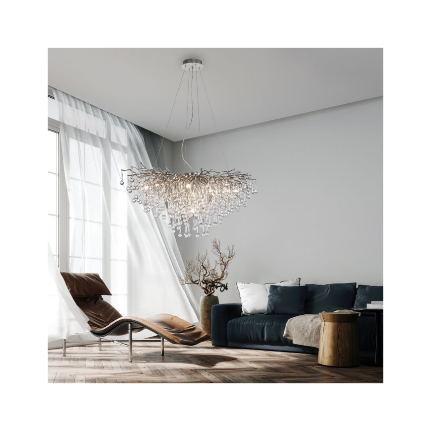 Paul Neuhaus 2192-55 - Lustr na lanku ICICLE 10xG9/40W/230V 50x100 cm lesklý chrom