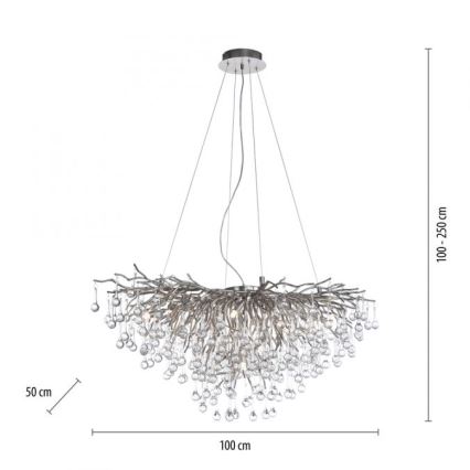 Paul Neuhaus 2192-55 - Lustr na lanku ICICLE 10xG9/40W/230V 50x100 cm lesklý chrom