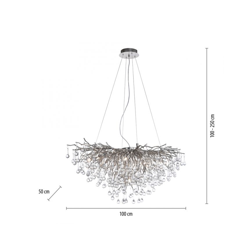Paul Neuhaus 2192-55 - Lustr na lanku ICICLE 10xG9/40W/230V 50x100 cm lesklý chrom