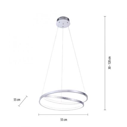 Paul Neuhaus 2472-21 - LED Stmívatelný lustr na lanku ROMAN LED/30W/230V lesklý chrom