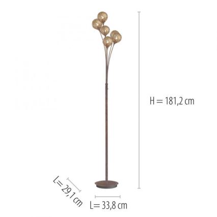 Paul Neuhaus 398-48 - Stojací lampa GRETA 6xG9/40W/230V