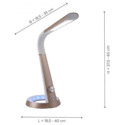 Paul Neuhaus 4591-60 - LED RGB Stmívatelná stolní lampa BILL LED/5,7W/230V 3000-6500K USB + LED/1,6W mosaz