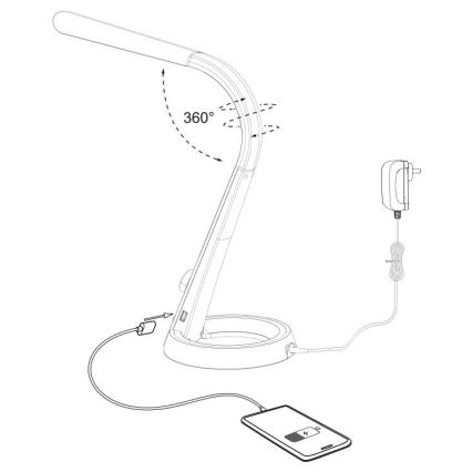 Paul Neuhaus 4591-60 - LED RGB Stmívatelná stolní lampa BILL LED/5,7W/230V 3000-6500K USB + LED/1,6W mosaz