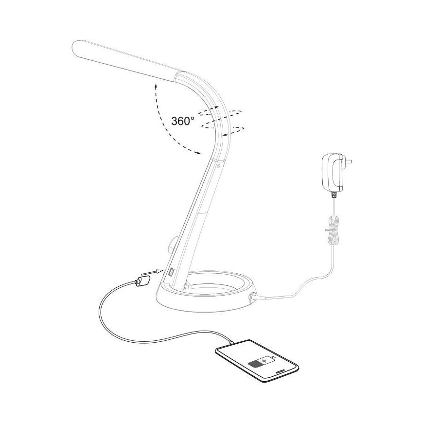 Paul Neuhaus 4591-60 - LED RGB Stmívatelná stolní lampa BILL LED/5,7W/230V 3000-6500K USB + LED/1,6W mosaz