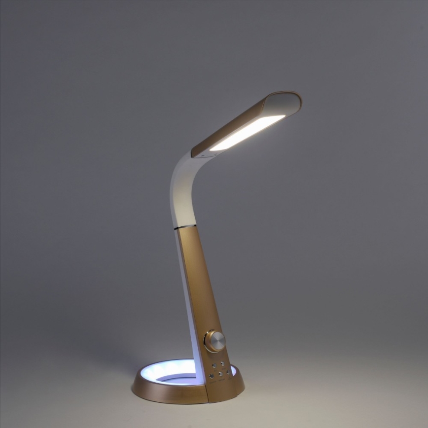 Paul Neuhaus 4591-60 - LED RGB Stmívatelná stolní lampa BILL LED/5,7W/230V 3000-6500K USB + LED/1,6W mosaz