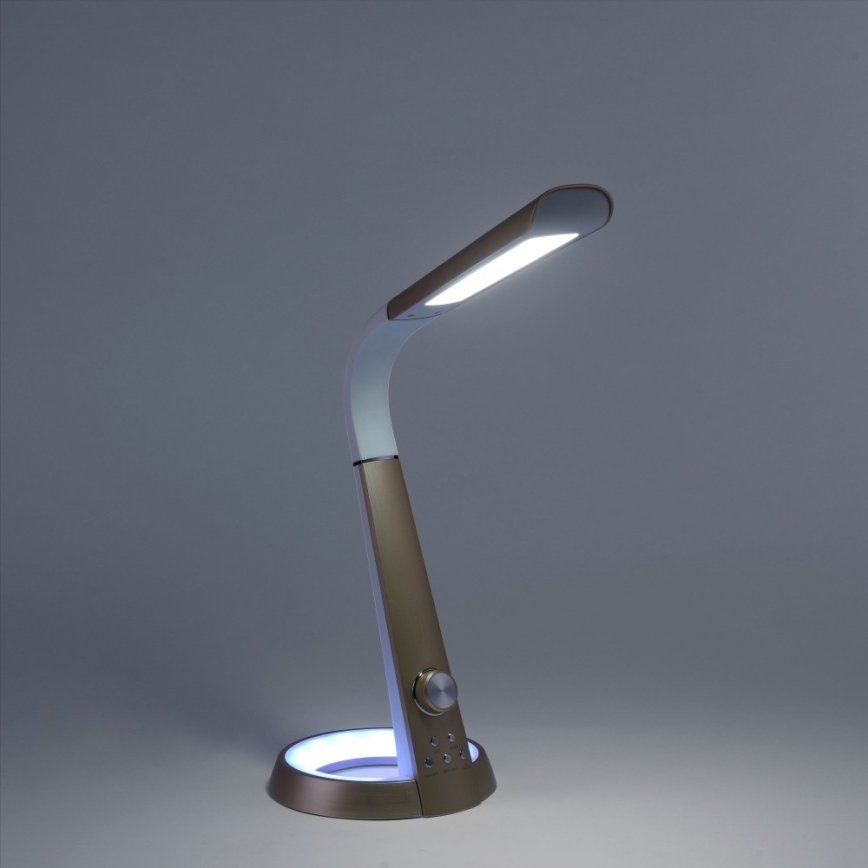Paul Neuhaus 4591-60 - LED RGB Stmívatelná stolní lampa BILL LED/5,7W/230V 3000-6500K USB + LED/1,6W mosaz