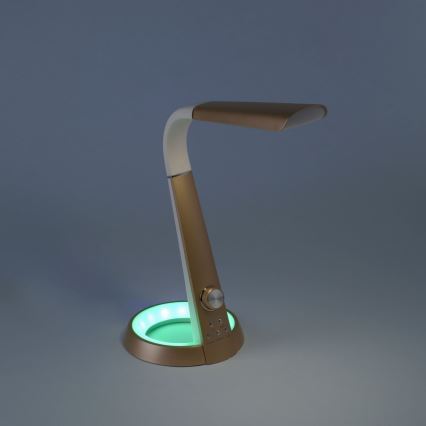Paul Neuhaus 4591-60 - LED RGB Stmívatelná stolní lampa BILL LED/5,7W/230V 3000-6500K USB + LED/1,6W mosaz