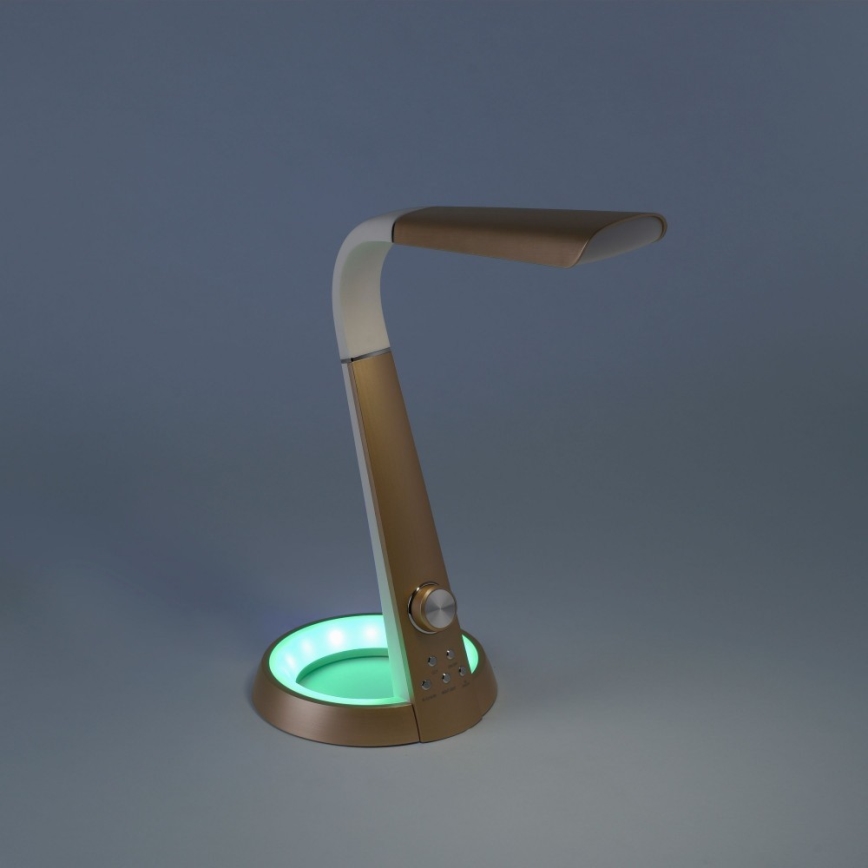 Paul Neuhaus 4591-60 - LED RGB Stmívatelná stolní lampa BILL LED/5,7W/230V 3000-6500K USB + LED/1,6W mosaz