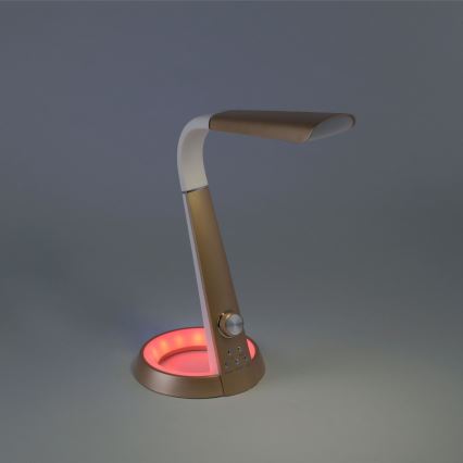 Paul Neuhaus 4591-60 - LED RGB Stmívatelná stolní lampa BILL LED/5,7W/230V 3000-6500K USB + LED/1,6W mosaz