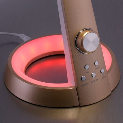 Paul Neuhaus 4591-60 - LED RGB Stmívatelná stolní lampa BILL LED/5,7W/230V 3000-6500K USB + LED/1,6W mosaz
