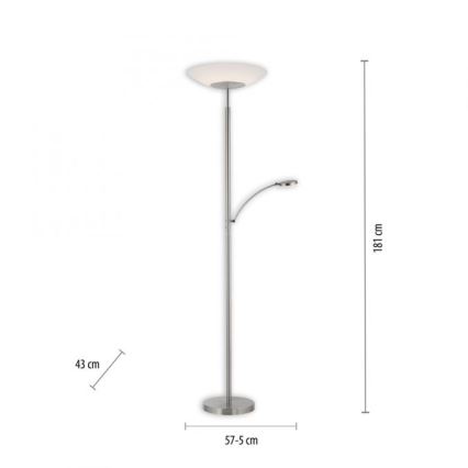 Paul Neuhaus 655-55 - LED Stmívatelná stojací lampa ALFRED 1xLED/28W+1xLED/4W/230V lesklý chrom
