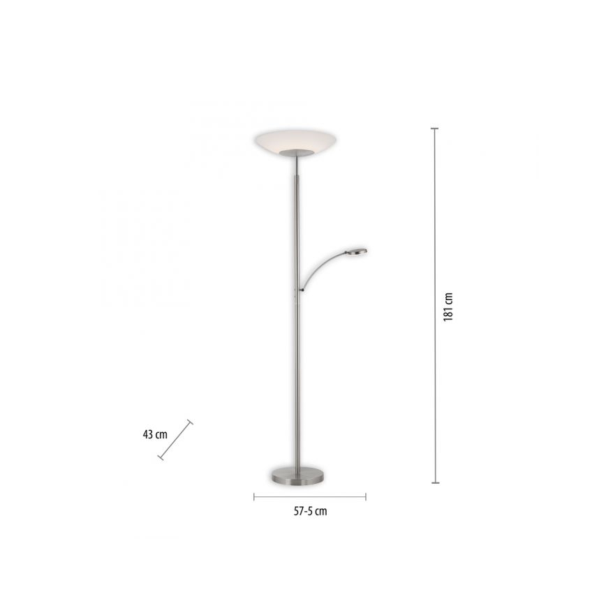 Paul Neuhaus 655-55 - LED Stmívatelná stojací lampa ALFRED 1xLED/28W+1xLED/4W/230V lesklý chrom