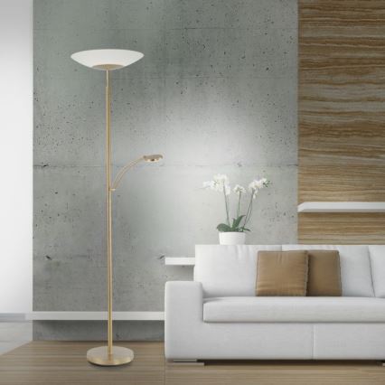 Paul Neuhaus 655-60 - LED Stmívatelná stojací lampa ALFRED 1xLED/28W/230V+1xLED/4W/230V mosaz