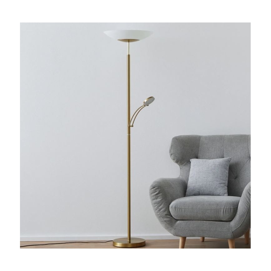 Paul Neuhaus 655-60 - LED Stmívatelná stojací lampa ALFRED 1xLED/28W/230V+1xLED/4W/230V mosaz