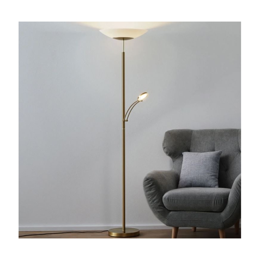 Paul Neuhaus 655-60 - LED Stmívatelná stojací lampa ALFRED 1xLED/28W/230V+1xLED/4W/230V mosaz